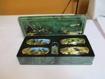 Wildlife World Pocket Knife Deer Elk Collectors 4 Folding Knives Keychain & Tin. Fixed Price $37.99.