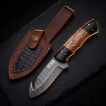 Damascus Skinner Knife Gut Hook Blade Wood Handle Outdoor Camping Survival. Fixed Price $31.16.