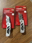 Husky Folding Lock-back Utility Knife Silver And Black Recessd. ( Lot Of 2 ). Fixed Price $9.00.