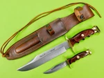 Vintage Spanish Spain Muela Set Of 2 Large & Small Bowie Knife W/ Sheath. Fixed Price $210.60.