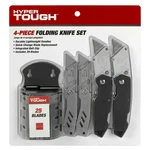 New Hyper Tough 4-PIECE Folding Utility Knife Box Cutter Set 25 Blades Included. Fixed Price $15.63.