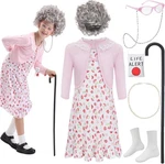 Zeroshop 100TH Day Of School Kids Old Lady Costume Girls SMALL(5-7YR), Pink. Fixed Price $36.36.