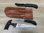 Kodi Skinner Caper, Saw, Knife Outdoor Edge Set W/ Leather Sheath Seki Japan. Fixed Price $99.95.