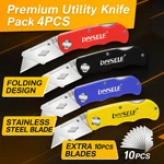 4 Pk Razor Knife Box Cutter Folding Utility Quick EXTRA10 Blades. Fixed Price $12.34.