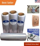 18" Industrial Strength Stretch Film 1500FT - 80 Gauge, Box Of 4 Durable Rolls. Fixed Price $139.99.