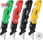 Kata Folding Utility Knife 4-PACK, Heavy Duty Box Cutter With Pocket Clip, Fixed. Fixed Price $12.40.