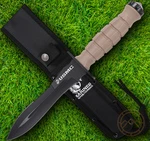 Usmc Fixed Knife 6 " Black Coated Sawback 3CR13 Steel Blade Sculpted Frn Handle. Fixed Price $27.69.