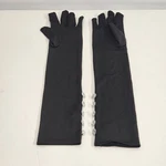 Amscan Black Formal Gloves 20" Long Rhinestone Button Detail Costume Size. Fixed Price $19.95.
