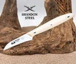 Due Cigni Kitchen Curved Paring Knife 2.76" Blade 2C 1001 White Handle Italy. Fixed Price $45.00.