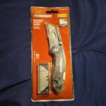 New Husky Black Folding Utility Knife Lock-back Textured Grip 10 Blades Included. Fixed Price $9.95.