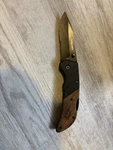 Husky 97211 Folding Utility Knife With Wood Handle Sure-grip Lockback. Fixed Price $25.00.