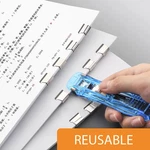 1PC Mini Traceless Push Stapler Reusable Paper Clamp School Office Tool - New. Fixed Price $11.45.