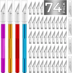 Jtieo 74 Pk Hobbby Knife Exacto W/ Upgrade Sharp 70 Spare Craft Blades. Fixed Price $12.99.