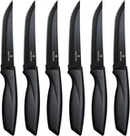Premium Steak Knives, Set Of 6,BLACK,STAINLESS Steel Knife. Fixed Price $19.79.