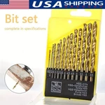 13PCS Hss Titanium Coated Twist Drill Bit Set 1.5-6.5MM Hex Shank For Wood Metal. Fixed Price $5.99.