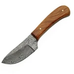Damascus Knife 2.75" Steel Wide Bellied Skinner Full Blade Olive Wood Handles. Fixed Price $27.29.