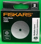 New Fiskars Titanium Replacement Rotary Blades 45MM 2/PKG. Fixed Price $9.25.
