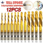 12PCS 1/4" Hss Hex Shank Titanium Plated Screw Thread Drill Bits Set M3-M10 Tap. Fixed Price $9.39.