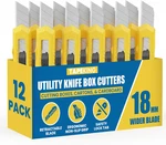 Tape King Utility Knife Set (12 Pack) 18MM Wide Blade Box Cutter Retractable. Fixed Price $17.99.