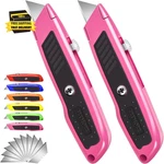 Box Cutter, 2 Pack Pink Utility Knife, Durable Razor Opener With 10 S. Fixed Price $14.62.