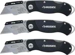 Husky Folding Lock-back Utility Knife With Belt Clip (3-PACK) Lifetime Warranty. Fixed Price $22.59.