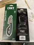 2X Crkt 2387LC Minimalist Bowie Style Neck Knife Fixed Blade W/sheath Green. Fixed Price $55.00.