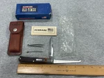 Schrade Old Timer 97OT Usa Buzzsaw Trapper Vint. Nib Pocket Knife, Sheath, Paper. Fixed Price $145.00.