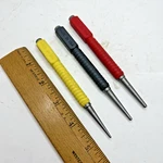 Vintage 3-PIECE Stanley Tools Cushion Grip Nail Set Punch Color Code Made Usa. Fixed Price $24.95.
