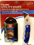 Blue Folding Utility Knife W 50 Blades And Dispenser Box Cutter Shipping. Fixed Price $19.88.
