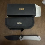 Cjrb Bolt Folding Knife 3.25" Black AR-RPM9 Steel Blade Gray Titanium Handle. Fixed Price $75.00.