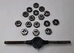 Vintage Craftsman Tap Wrench Handles 9-52556 & 16 Hex Dies Varying Sizes. Fixed Price $24.71.
